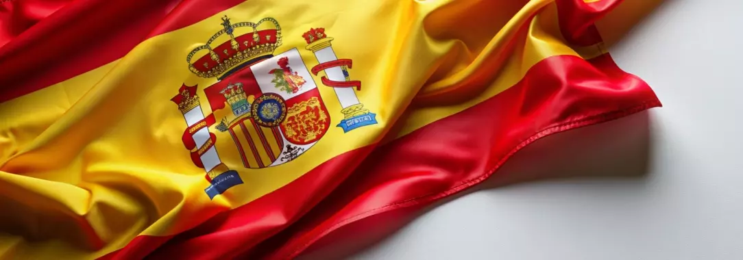 A photo of the Spanish flag on a white surface