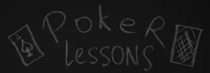A black board with ‘poker lessons’ written on it in white chalk